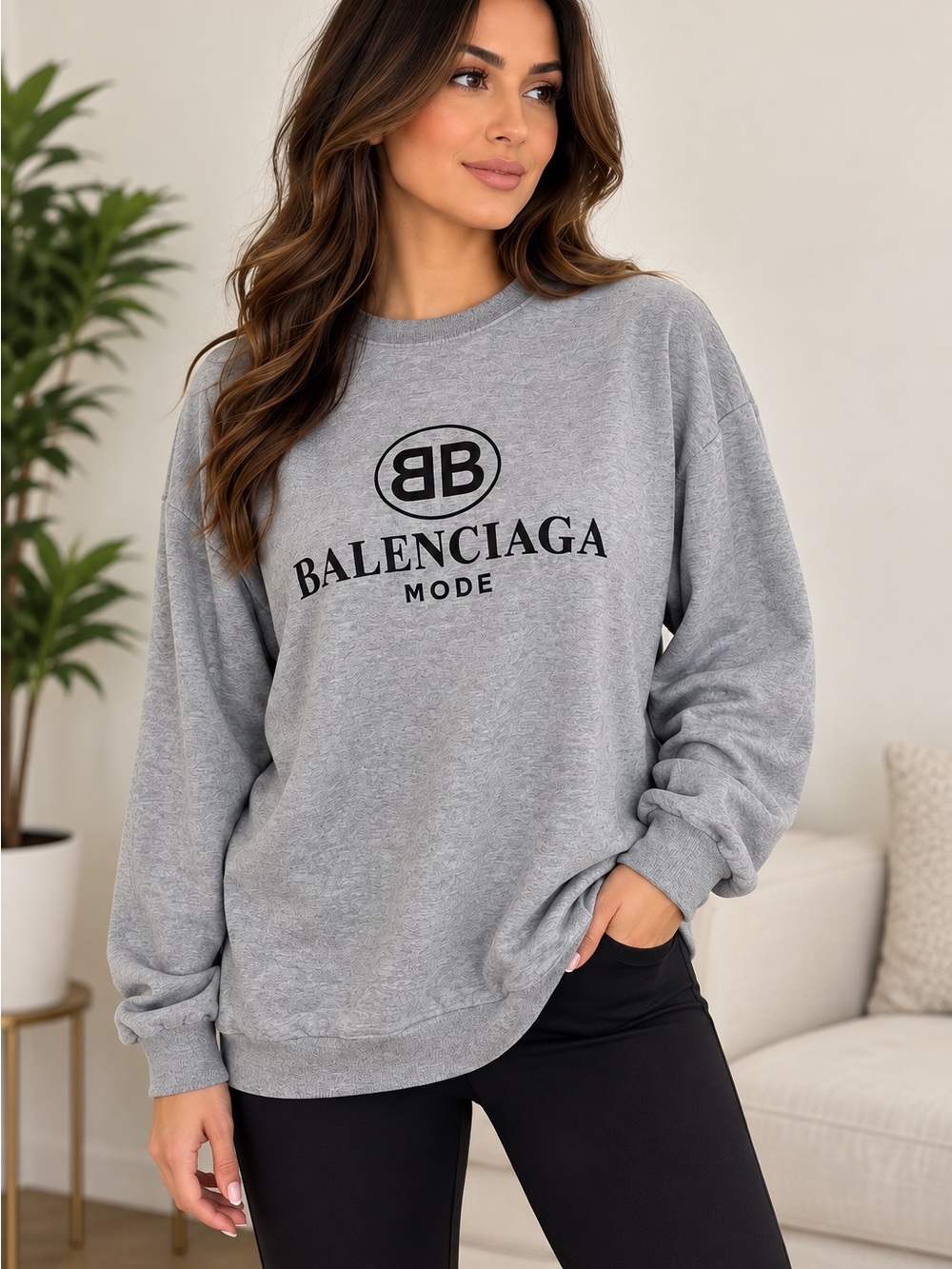 CHADA Grey Balenciaga Mode Graphic Oversized Sweatshirt